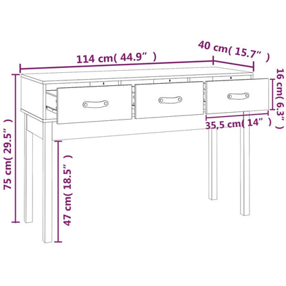Console Table Grey 114x40x75 cm Solid Wood Pine