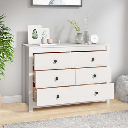 Side Cabinet White 100x40x72 cm Solid Wood Pine