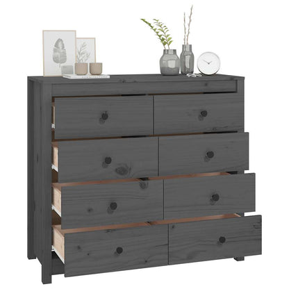 Side Cabinet Grey 100x40x90 cm Solid Wood Pine
