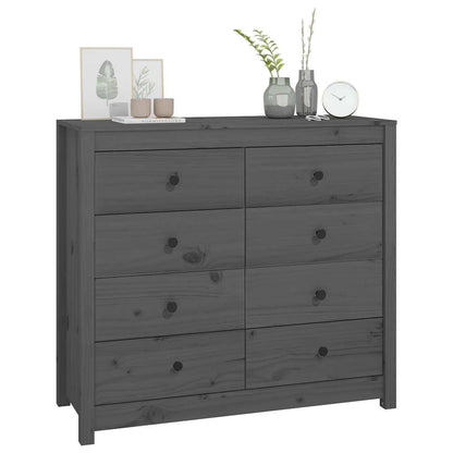 Side Cabinet Grey 100x40x90 cm Solid Wood Pine