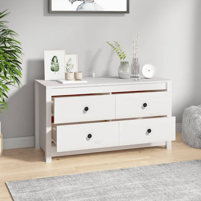 Side Cabinet White 100x40x54 cm Solid Wood Pine