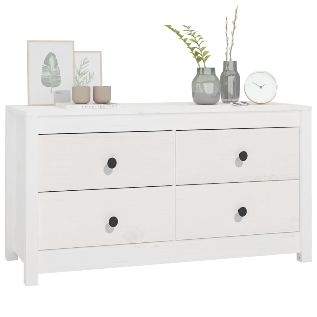 Side Cabinet White 100x40x54 cm Solid Wood Pine