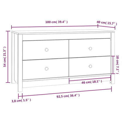 Side Cabinet White 100x40x54 cm Solid Wood Pine