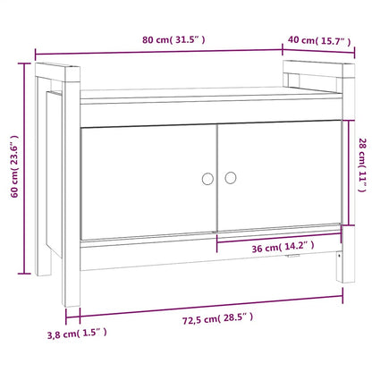 Hall Bench White 80x40x60 cm Solid Wood Pine