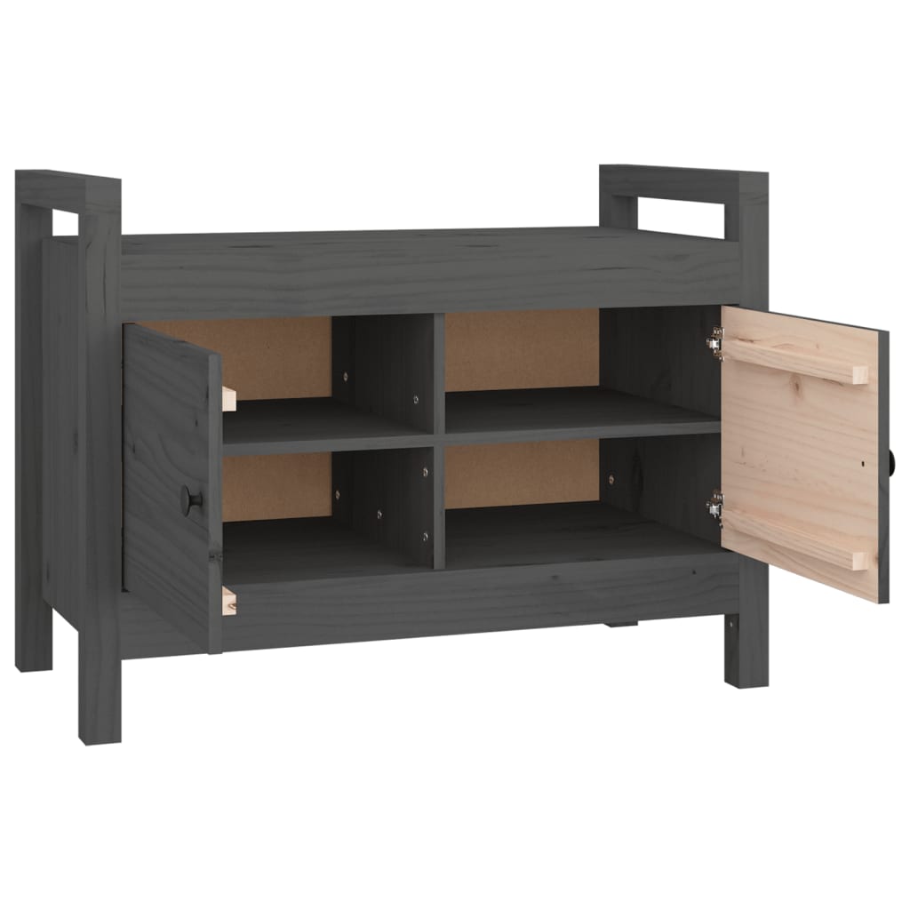 Hall Bench Grey 80x40x60 cm Solid Wood Pine