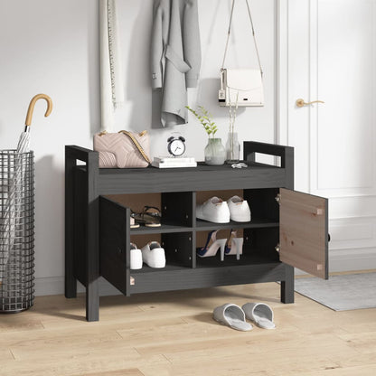Hall Bench Grey 80x40x60 cm Solid Wood Pine