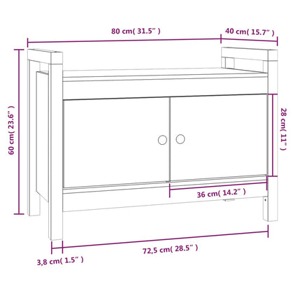 Hall Bench Grey 80x40x60 cm Solid Wood Pine