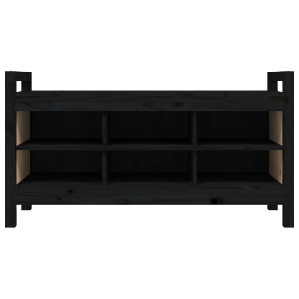 Hall Bench Black 110x40x60 cm Solid Wood Pine