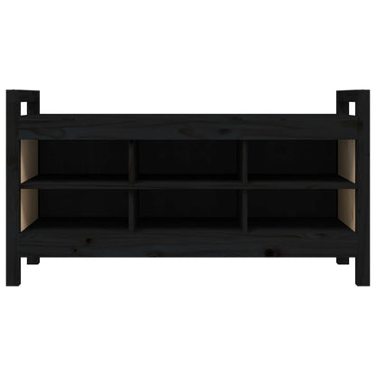 Hall Bench Black 110x40x60 cm Solid Wood Pine