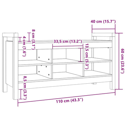 Hall Bench Black 110x40x60 cm Solid Wood Pine