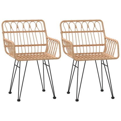 Garden Chair | Set of 2 | Brown | Steel, Polyethylene Rattan | Medium
