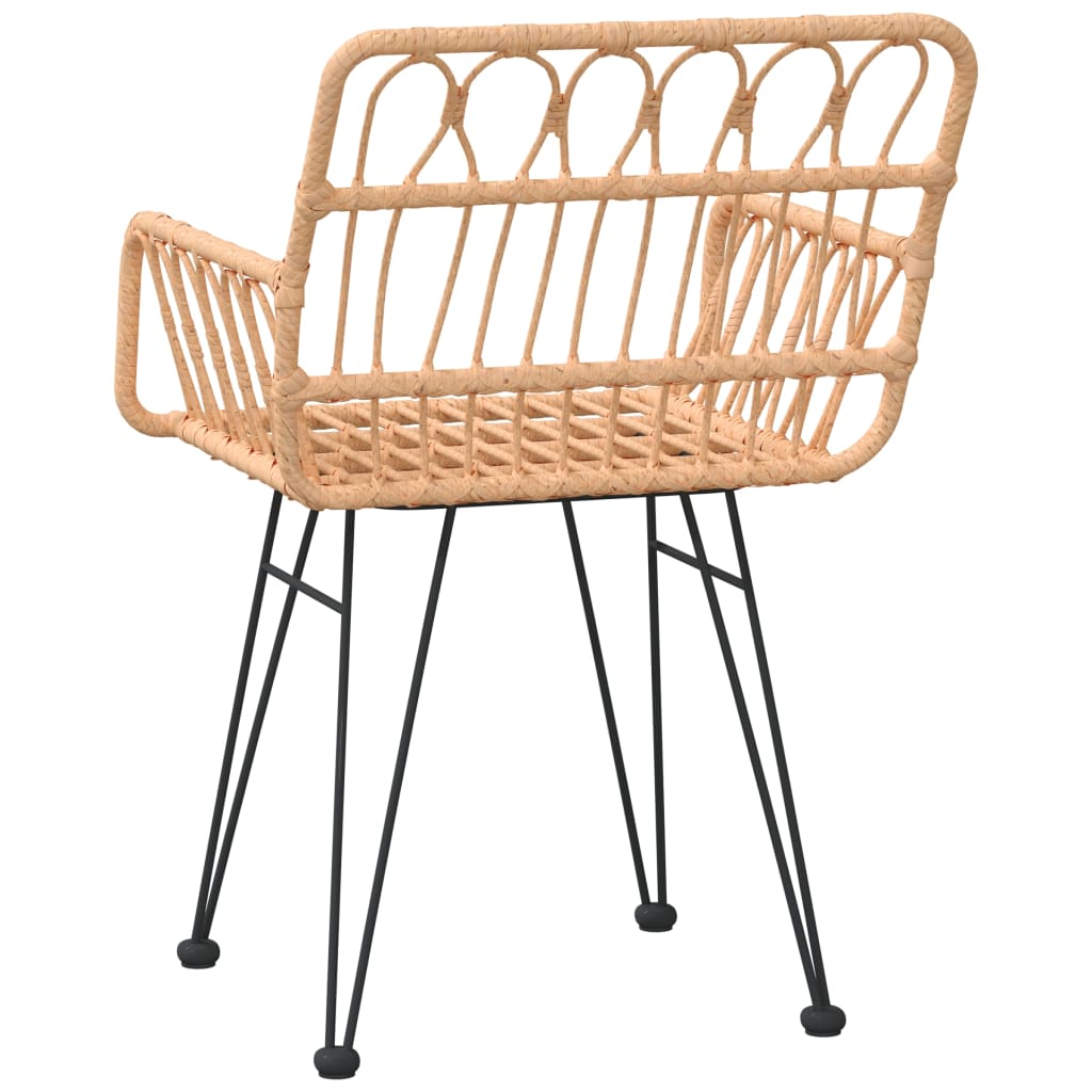 Garden Chair | Set of 2 | Brown | Steel, Polyethylene Rattan | Medium