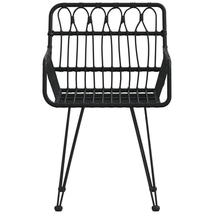 Garden Chair | Set of 2 | Black | Steel, Polyethylene | 56x64x80 cm