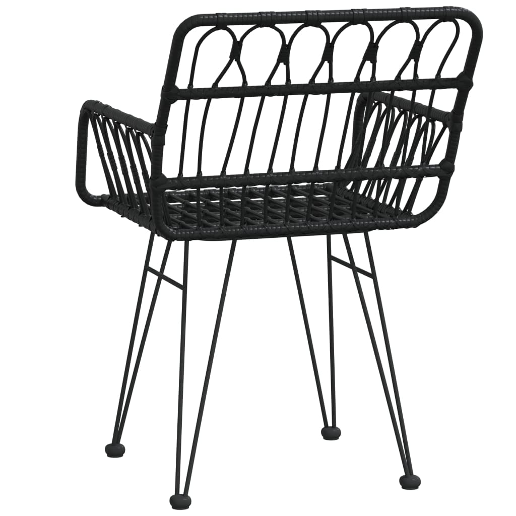 Garden Chair | Set of 2 | Black | Steel, Polyethylene | 56x64x80 cm