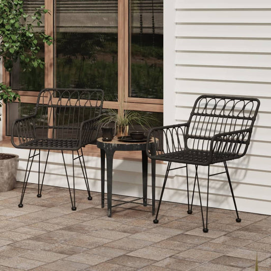 Garden Chair | Set of 2 | Black | Steel, Polyethylene | 56x64x80 cm