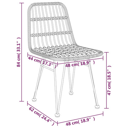 Garden Chair |  Set of 2 | Black | Steel, polyethylene | 48 x 62 x 84 cm