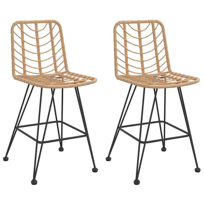 Bar Stool | Set of 2 | Black | Steel, polyethylene rattan | Standard
