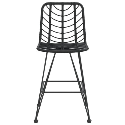 Bar Stool | Set of 2 | Black | PE Rattan and Steel | Regular | Footrest