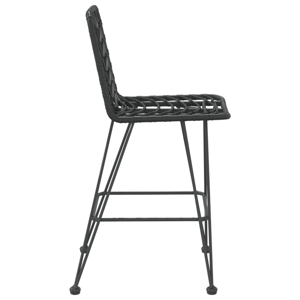 Bar Stool | Set of 2 | Black | PE Rattan and Steel | Regular | Footrest