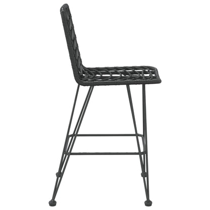 Bar Stool | Set of 2 | Black | PE Rattan and Steel | Regular | Footrest