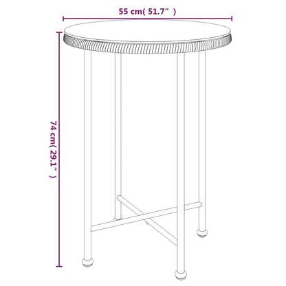 Dining Table Black Ø55 cm Tempered Glass and Steel