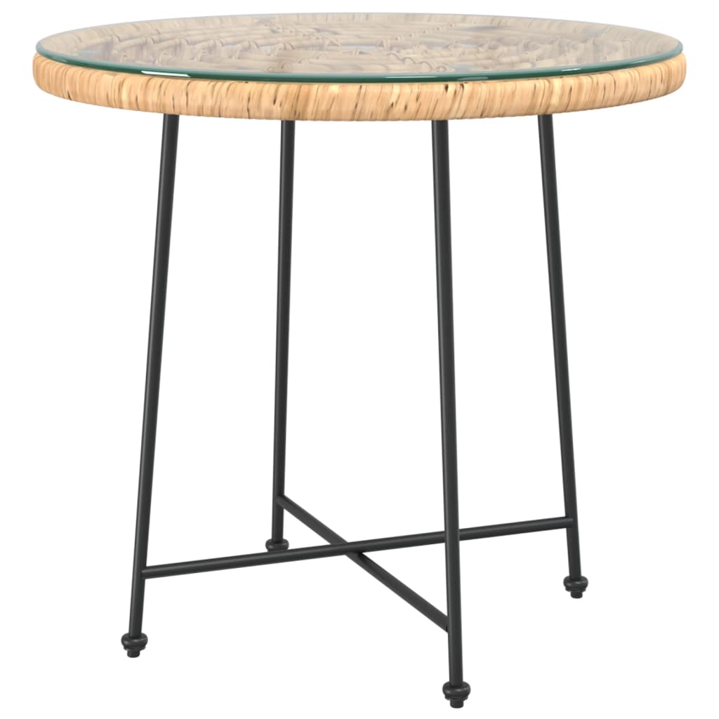 Dining Table Ø80 cm Tempered Glass and Steel