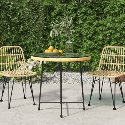 Dining Table Ø80 cm Tempered Glass and Steel
