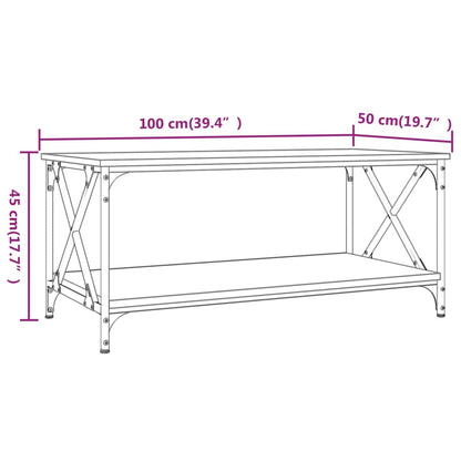 Coffee Table Black 100x50x45 cm Engineered Wood and Iron