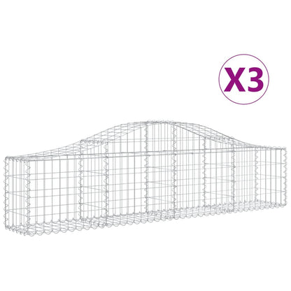 Arched Gabion Baskets 3 pcs 200x30x40/60 cm Galvanised Iron