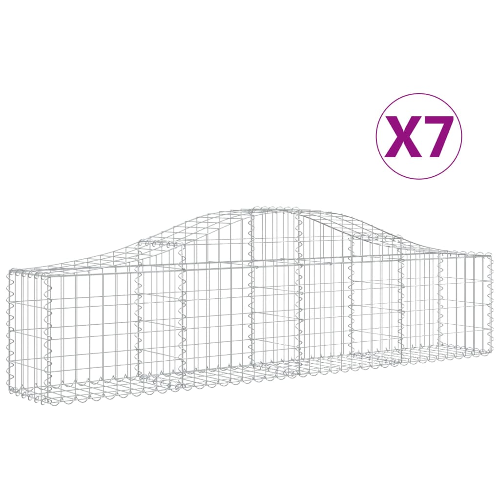 Arched Gabion Baskets 7 pcs 200x30x40/60 cm Galvanised Iron
