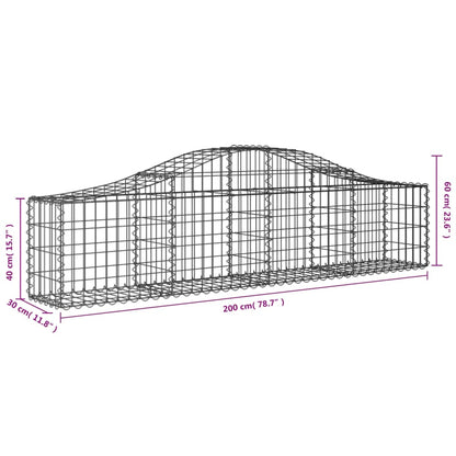 Arched Gabion Baskets 8 pcs 200x30x40/60 cm Galvanised Iron