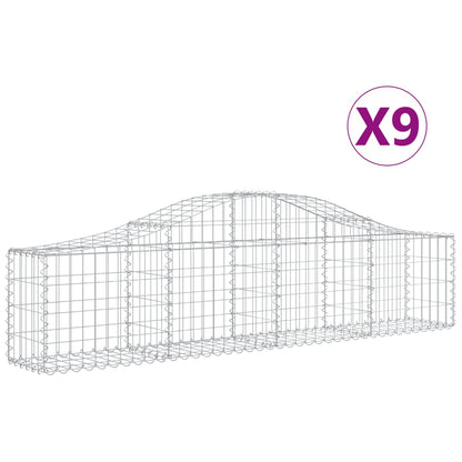 Arched Gabion Baskets 9 pcs 200x30x40/60 cm Galvanised Iron