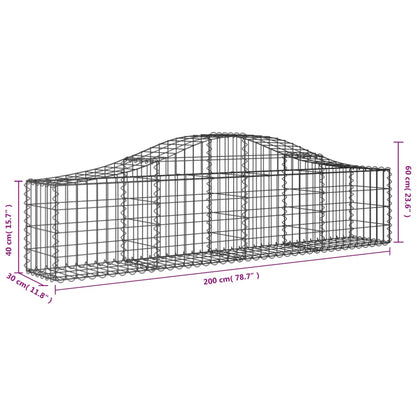 Arched Gabion Baskets 10 pcs 200x30x40/60 cm Galvanised Iron