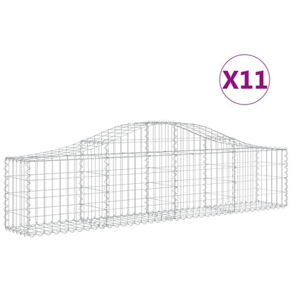 Arched Gabion Baskets 11 pcs 200x30x40/60 cm Galvanised Iron