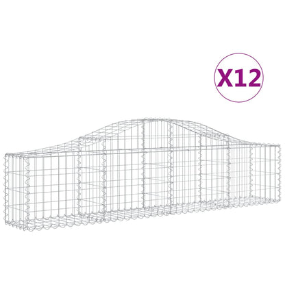 Arched Gabion Baskets 12 pcs 200x30x40/60 cm Galvanised Iron