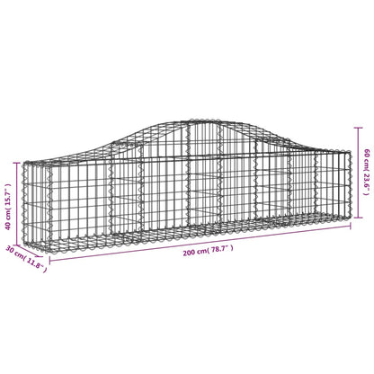 Arched Gabion Baskets 12 pcs 200x30x40/60 cm Galvanised Iron