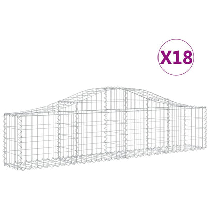Arched Gabion Baskets 18 pcs 200x30x40/60 cm Galvanised Iron