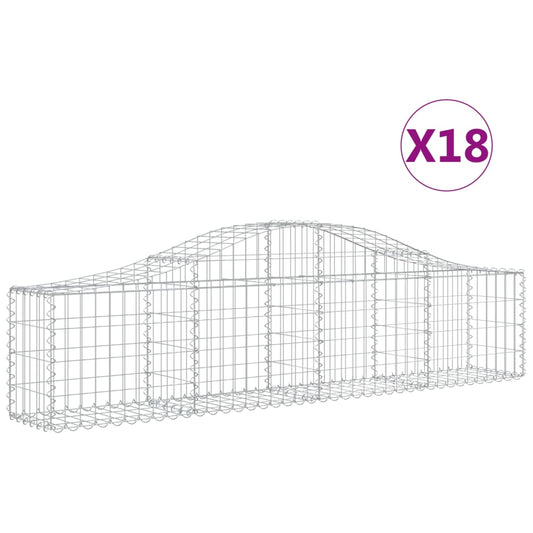 Arched Gabion Baskets 18 pcs 200x30x40/60 cm Galvanised Iron