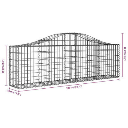 Arched Gabion Baskets 10 pcs 200x30x60/80 cm Galvanised Iron