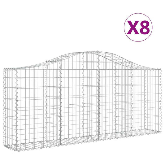 Arched Gabion Baskets 8 pcs 200x30x80/100 cm Galvanised Iron
