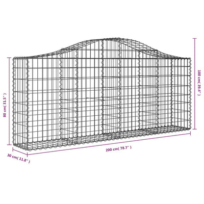 Arched Gabion Baskets 8 pcs 200x30x80/100 cm Galvanised Iron