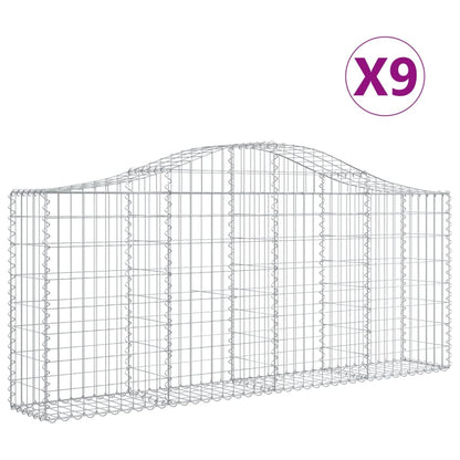 Arched Gabion Baskets 9 pcs 200x30x80/100 cm Galvanised Iron