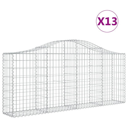 Arched Gabion Baskets 13 pcs 200x30x80/100 cm Galvanised Iron