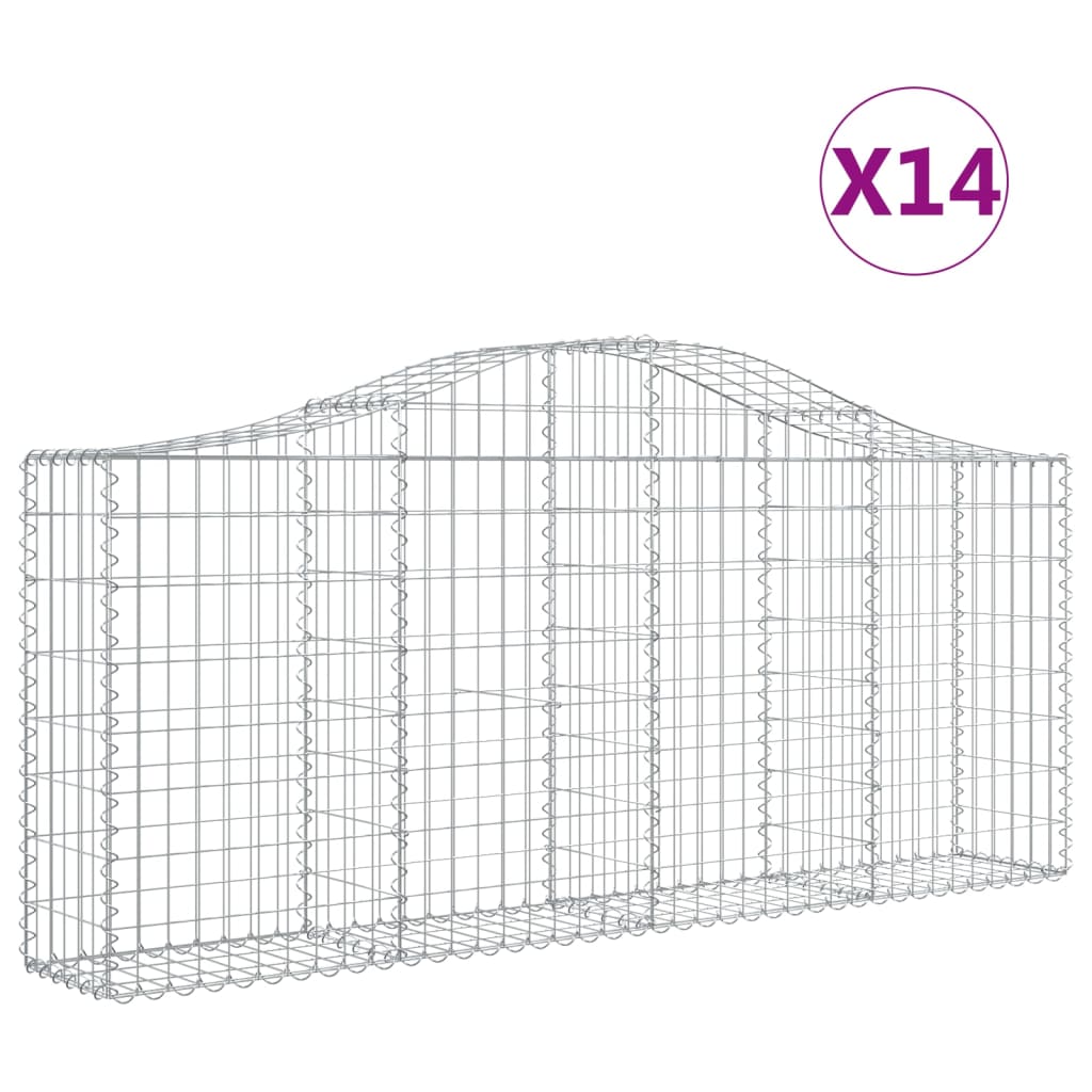 Arched Gabion Baskets 14 pcs 200x30x80/100 cm Galvanised Iron