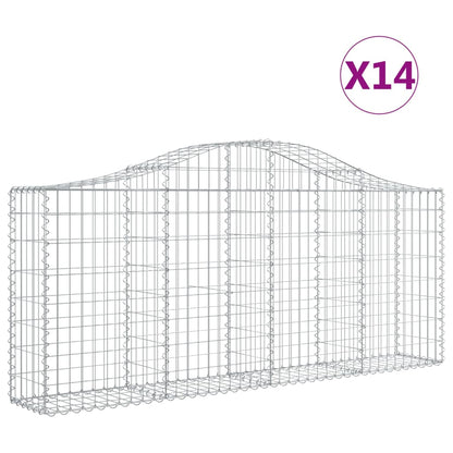 Arched Gabion Baskets 14 pcs 200x30x80/100 cm Galvanised Iron