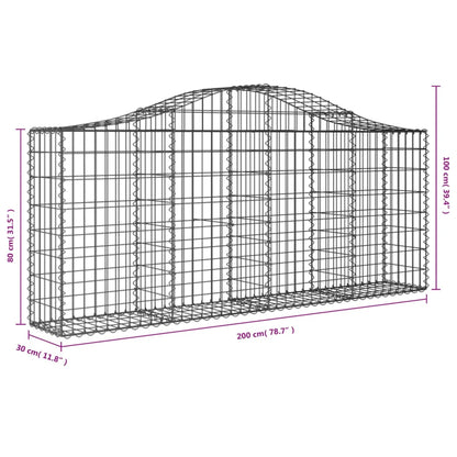 Arched Gabion Baskets 15 pcs 200x30x80/100 cm Galvanised Iron