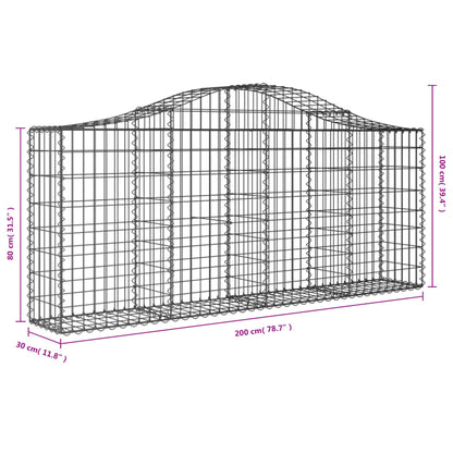 Arched Gabion Baskets 20 pcs 200x30x80/100 cm Galvanised Iron