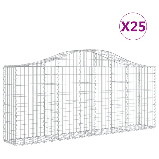 Arched Gabion Baskets 25 pcs 200x30x80/100 cm Galvanised Iron