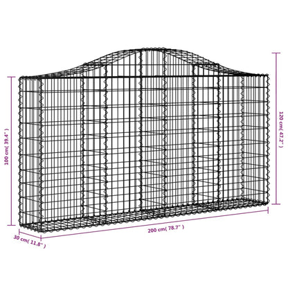 Arched Gabion Baskets 7 pcs 200x30x100/120 cm Galvanised Iron