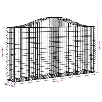 Arched Gabion Baskets 12 pcs 200x30x100/120 cm Galvanised Iron